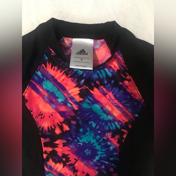 Adidas tie dye rash guard/sun protection swim top sz 7 - Picture 3 of 3